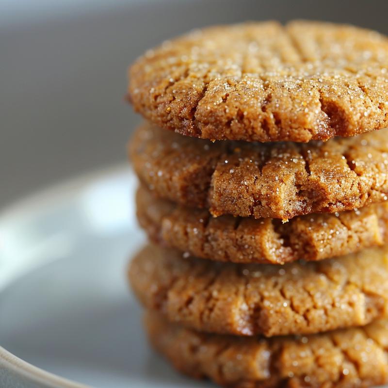 A close-up view of three gluten-free Christmas cookies stacked on a light grey ceramic plate.