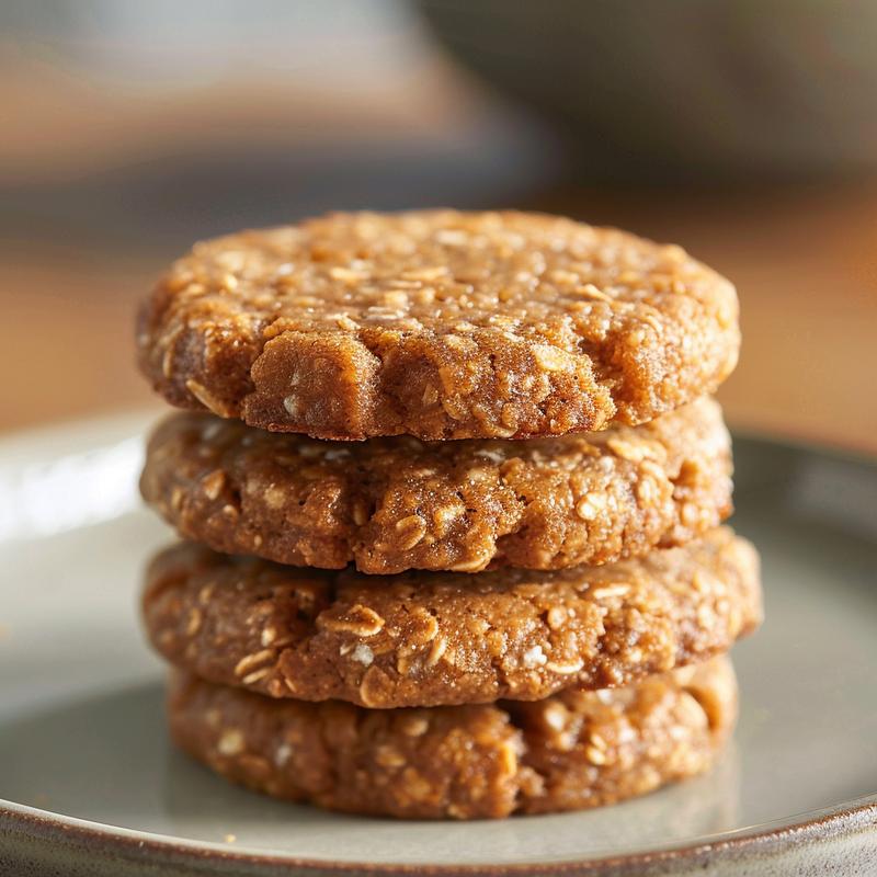 Close-up of three freshly baked breakfast cookies on a light grey ceramic plate.