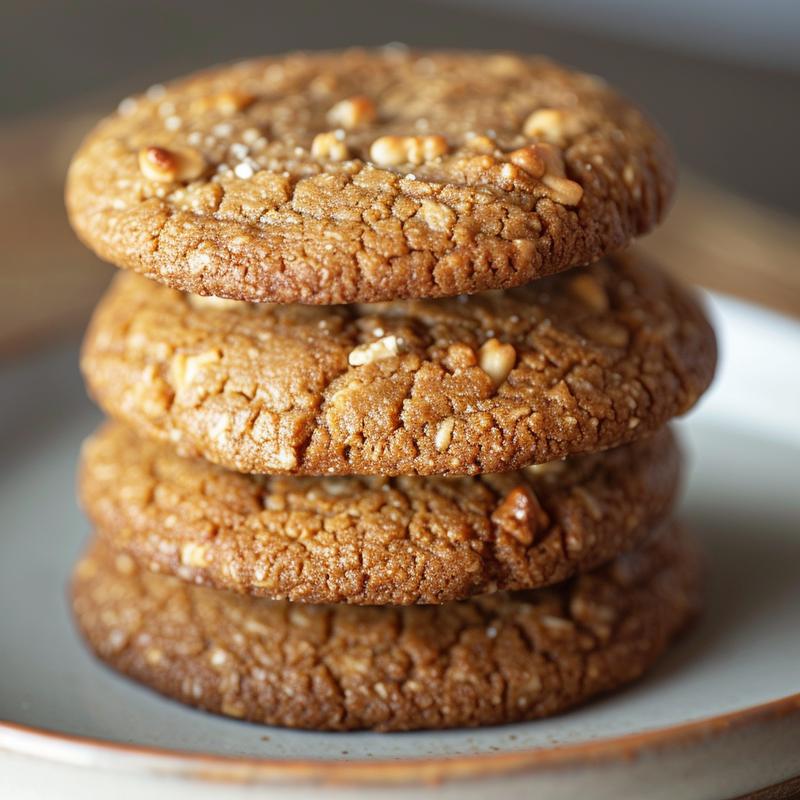 Close-up of three stacked vegan Christmas cookies on a light grey ceramic plate.